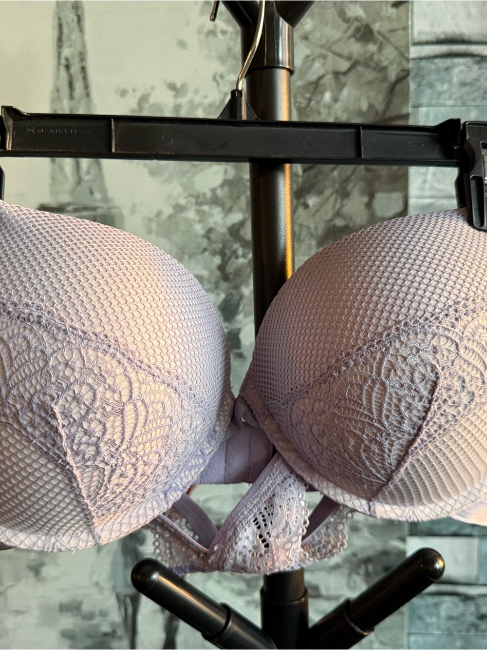 Lace Detail Light Lavender Double your size Push-Up Bra - Women Intimates